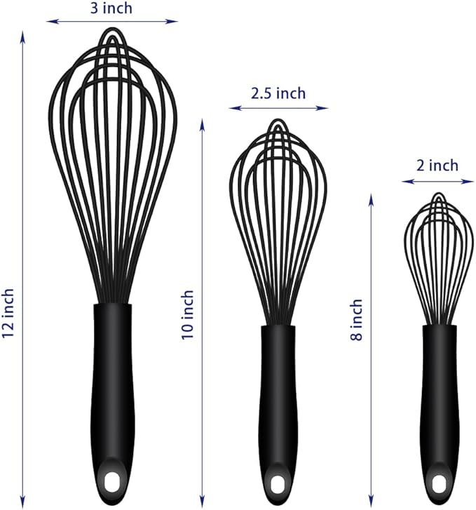 OYV Dishwasher Safe Silicone Whisk, Sealed Waterproof Design Set of 3, - Image 6