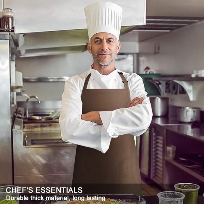 Jubatus 2 Pack Bib Aprons with 2 Pockets Cooking Chef Kitchen Apron - Image 4