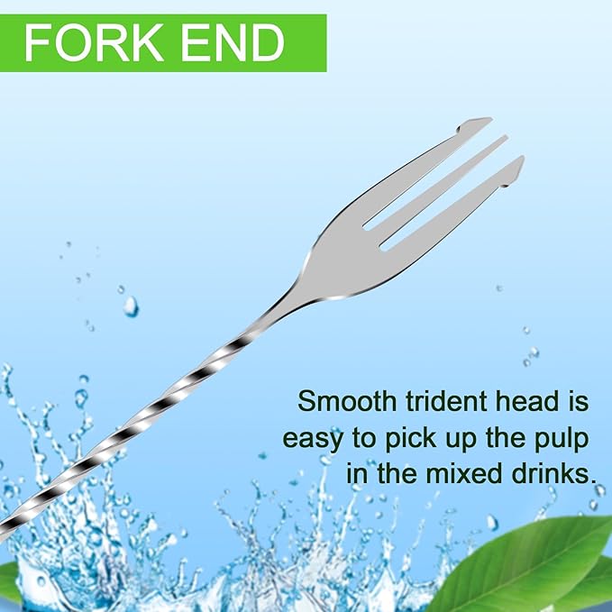 BRIOUT 2 Pcs Bar Spoon, 12 Inches Long Handle Drink Stirrer, Stainless Steel - Image 5
