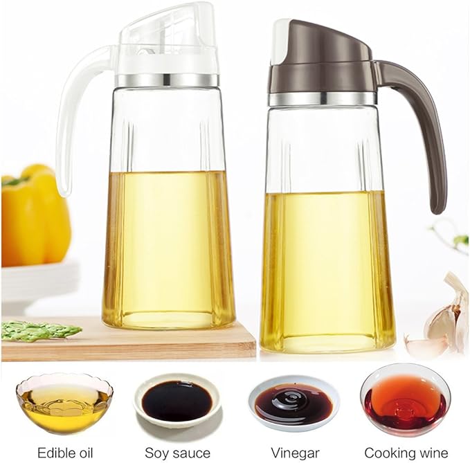 Marbrasse Oil Dispenser for Kitchen, 20 OZ /600ml Leakproof Glass Oil Bottle - Image 6
