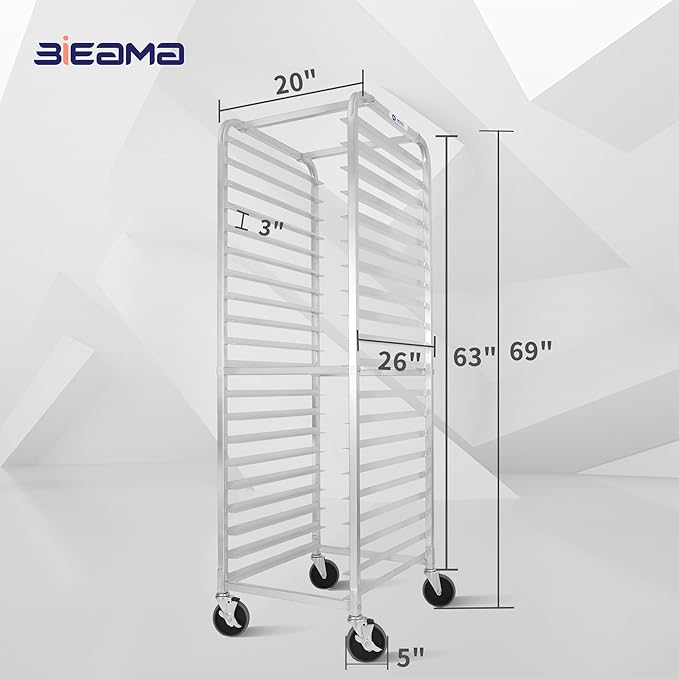 BIEAMA 20-Tier Sheet Pan Rack, NSF Bun Pan Rack, Aluminum Bakery Rack, Home - Image 2