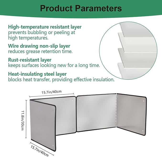 Silver Large 2 Pieces 2 Sided Stainless steel Splatter Guard - Image 2