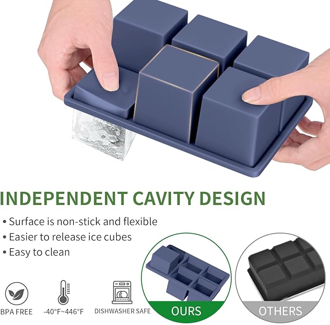 Large Ice Cube Tray for Whiskey: FDDBI Silicone Ice Cube Trays - Image 2