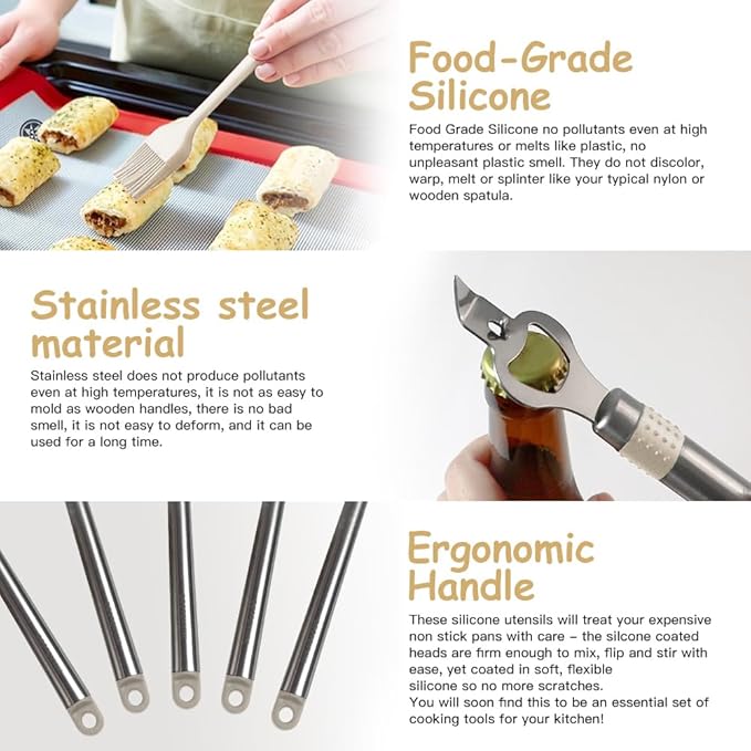 Kitchen Utensil Set-Silicone Cooking Utensils-33 Kitchen Gadgets & Spoons - Image 5