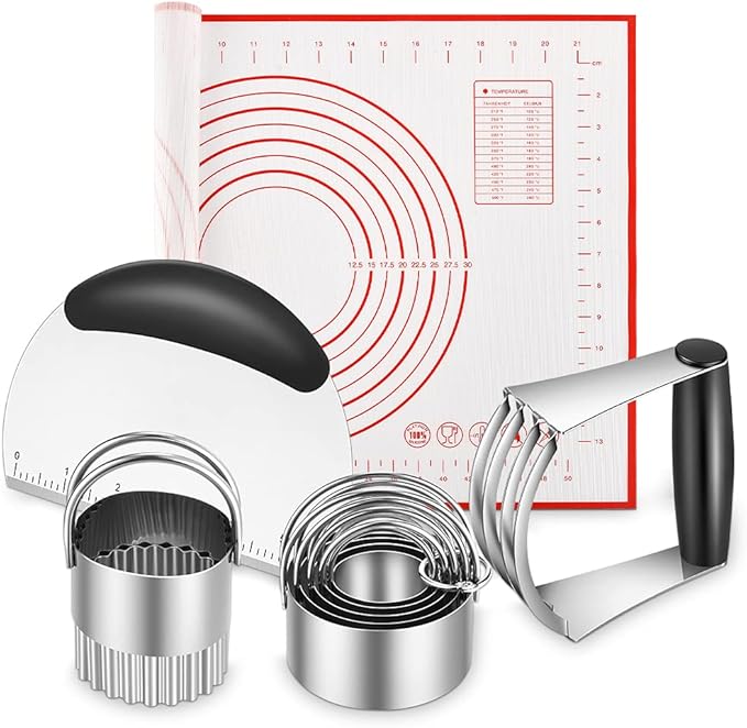 Pastry Cutter, Biscuit Cutter, Dough Scraper, Silicone Baking Mats, Stainless by MINOANT
