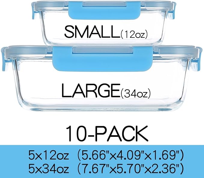 C CREST Glass Meal Prep Containers, Glass Food Storage Containers - Image 2