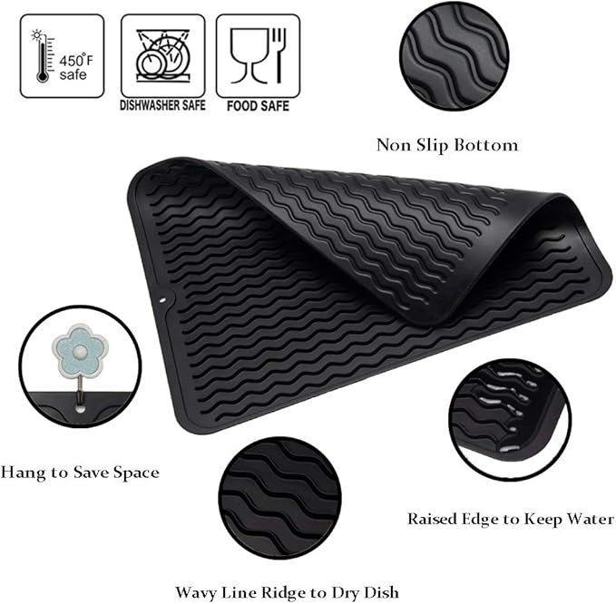 ZLR 2 Pcs Silicone Dish Drying Mat & Heat Resistant Trivet - Image 4