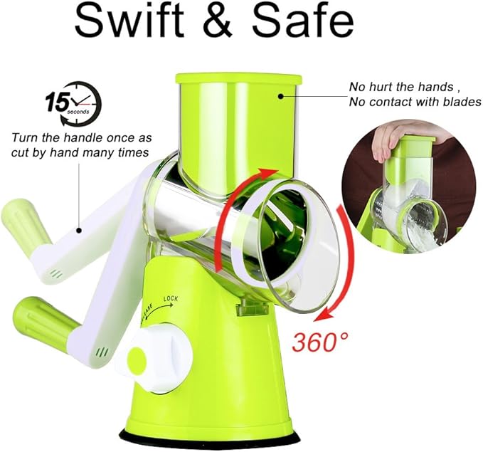 Ourokhome Rotary Cheese Grater Hand Crank, Kitchen Shredder Speed Mandolin - Image 7