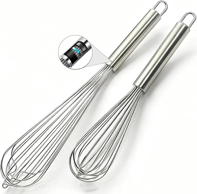 18/10 Stainless Steel Large Whisk Set of 2, 15.5 inch Heavy Duty Long Whisk and - Image 7