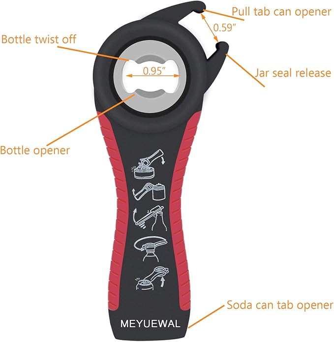 Jar Opener Bottle Opener for Weak Hands, 5 in 1 Multi Function Can Opener - Image 5