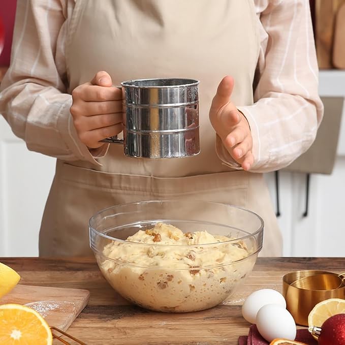 Silver Flour Sifter Baking Tool Set, DLAND Stainless Steel 4-Piece Kit - Image 4
