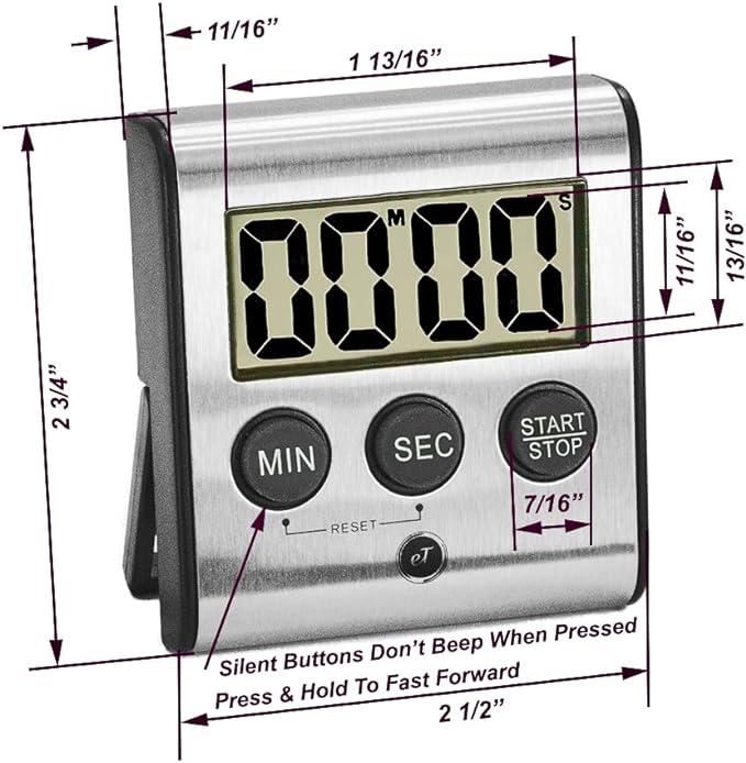 Elegant Digital Kitchen Timer, Stainless Steel Model eT-23, Super Strong - Image 6