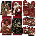 SiliFine 12 Pcs Black Santa Christmas Kitchen Accessories Set