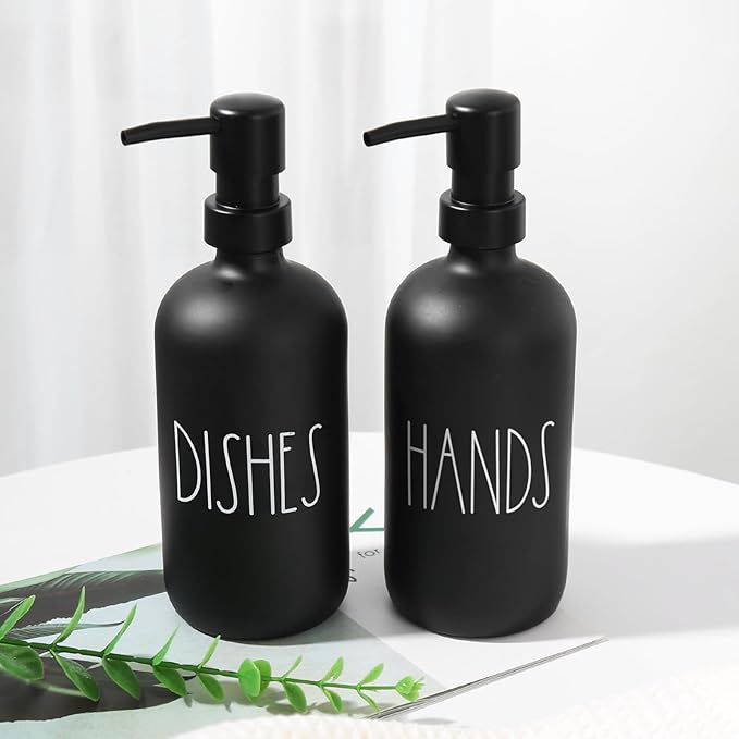 VIMERPA Hand and Dish Soap Dispenser Set, Matte Black Hands Dishes Soap - Image 7