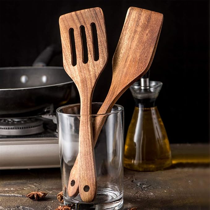 5 Pcs Best Wooden Spoons for Cooking Kitchen Utensils Set Acacia Wood Cooking - Image 6