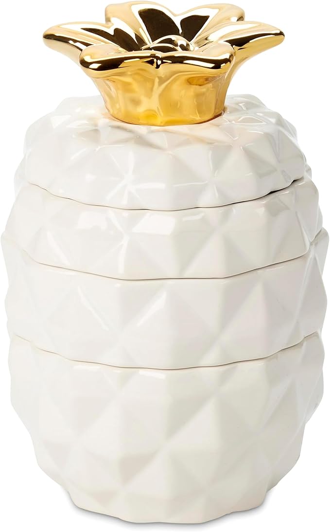 Set of 4 Decorative Pineapple Shaped Stackable Ceramic Kitchen Measuring Cups - Image 8