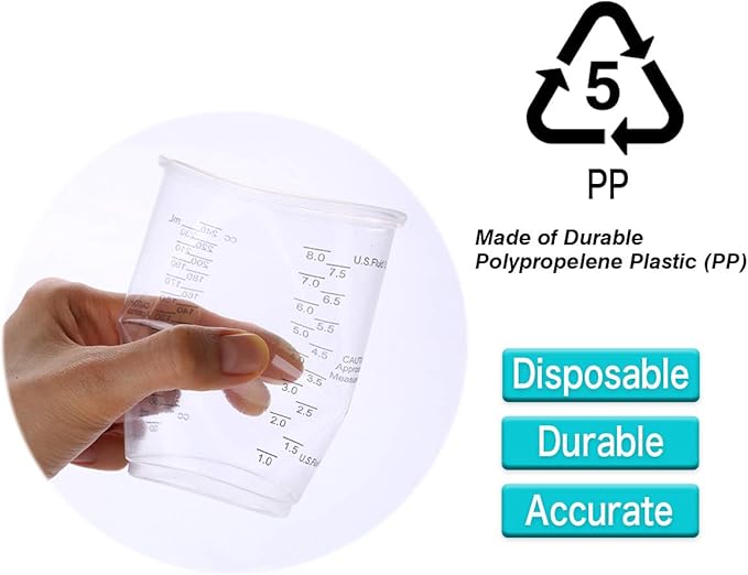 XUXU 50pcs 8oz Graduated Clear Plastic Measuring Cups - Image 6