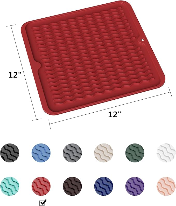 ZLR Silicone Dish Drying Mat 12" x 12" Square - Image 6