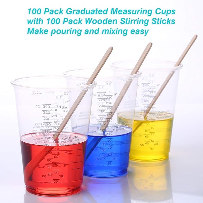 XUXU 100pcs 8oz Graduated Clear Plastic Measuring Cups - Image 5