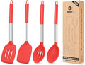 Pack of 4 Silicone Cooking Utensils Set, Non Stick Large Solid Spatulas by BUNDLEPRO