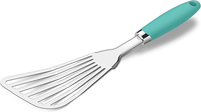 304 Stainless Steel Fish Spatula, Non-Slip Ergonomic Handle Slotted Spatula by JXWING