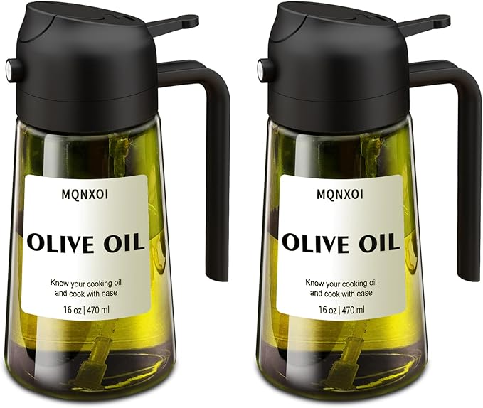 mqnxoi 2 in 1 Glass Oil Sprayer & Dispenser, 16oz/470ml Olive Cooking, Air Fryer by Unknown