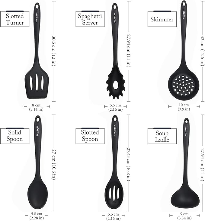 Culinary Couture Black Silicone Kitchen Utensils Set of 6, Non-Stick - Image 3