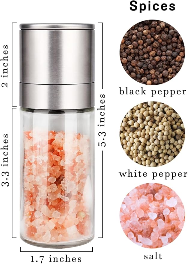 Gulex® Salt and Pepper Grinder Set, Pepper Mill, Sea Salt Shaker Grinder - Image 3