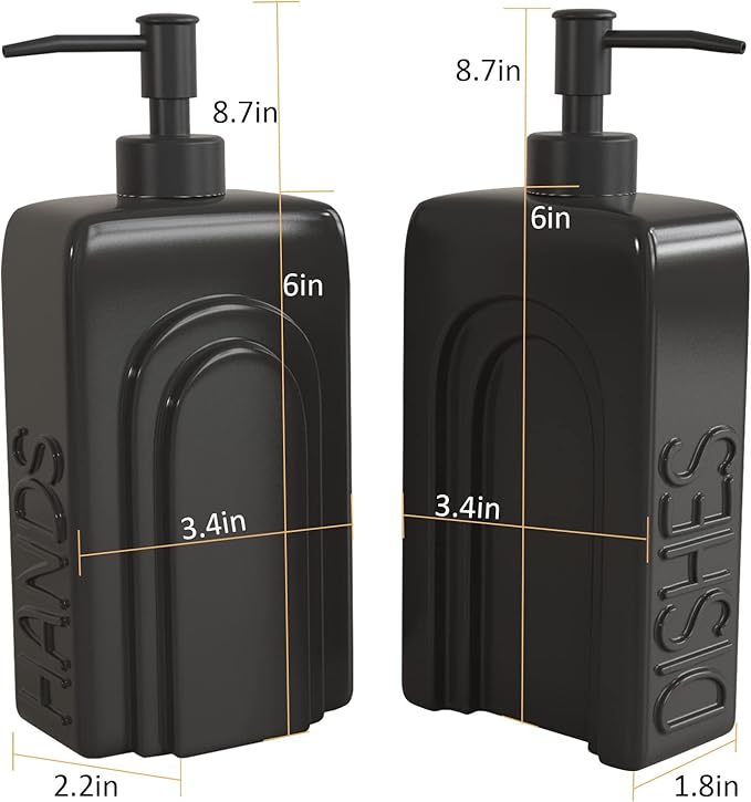 Soap Dispenser Set with Stainless Steel Pump, 2 Pack Ceramic Refillable Dish - Image 5