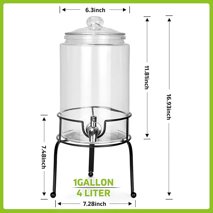 1 Gallon Beverage Dispenser 1 Pack, Stainless Steel Spigot Drink Dispenser - Image 2