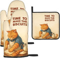 Cute Cat Oven Mitts and Pot Holder Set, Funny Heat Resistant Kitchen Gloves Hot by Unknown