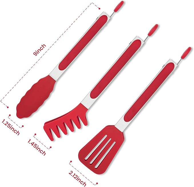 3 Pack Silicone Tongs for Cooking, Maywe Tanso 9 Inch Cooking Kitchen Tongs - Image 7