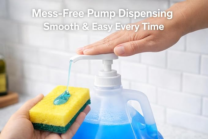 Jantle Dish Soap Bulk 1 Gallon (4 Pack) with Pumps – Liquid Dishwashing Soap Refill, Heavy Duty Grease Cleaner, Long Lasting Dish Detergent for Kitchen, Restaurant & Commercial Use