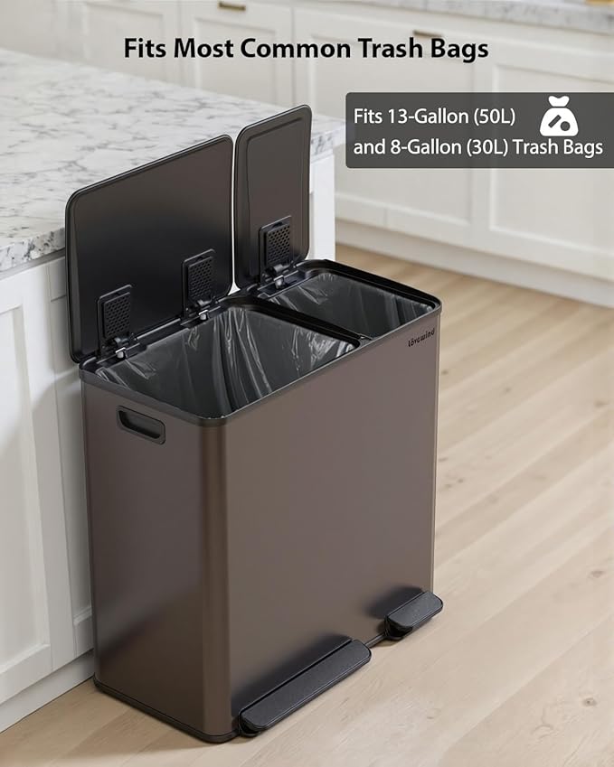 Lovewind Dual Trash Can, 14 + 6 Gallon Garbage Can - Image 7