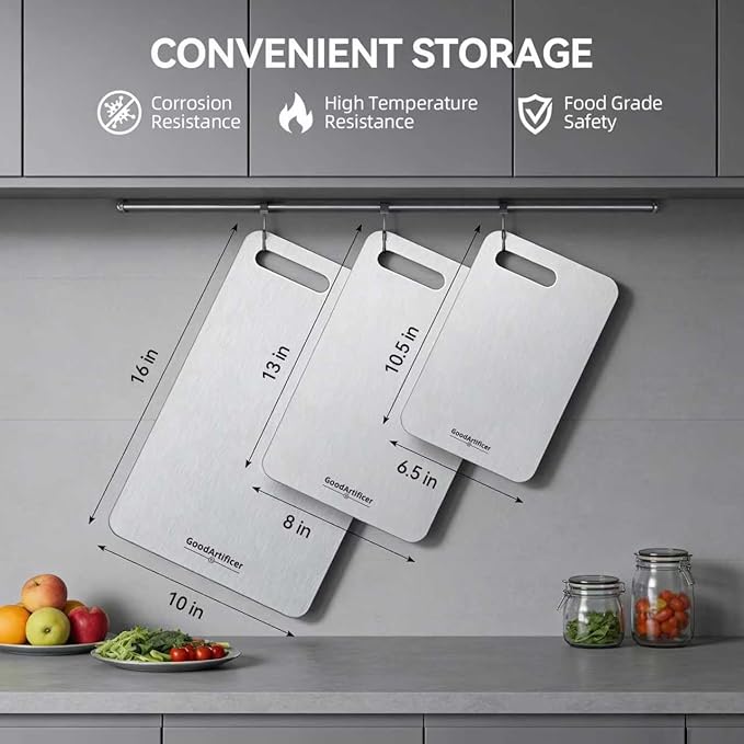 Titanium Cutting Boards Set of 3, 100% Pure Titanium Kitchen Cutting Board - Image 4