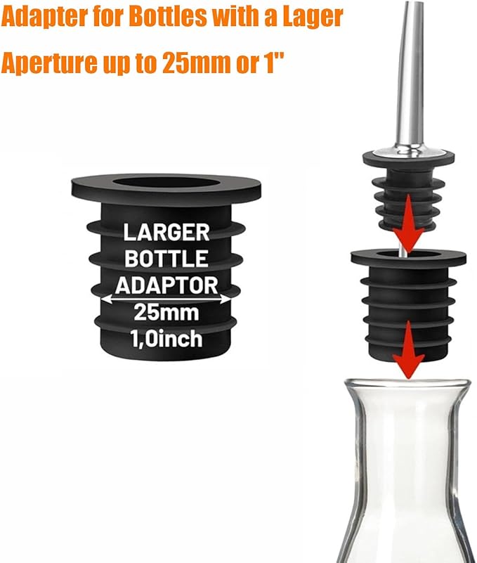 6PCS Bottle Pourer with Adapters, Oil Pourer Spout with Rubber Dust Caps - Image 3