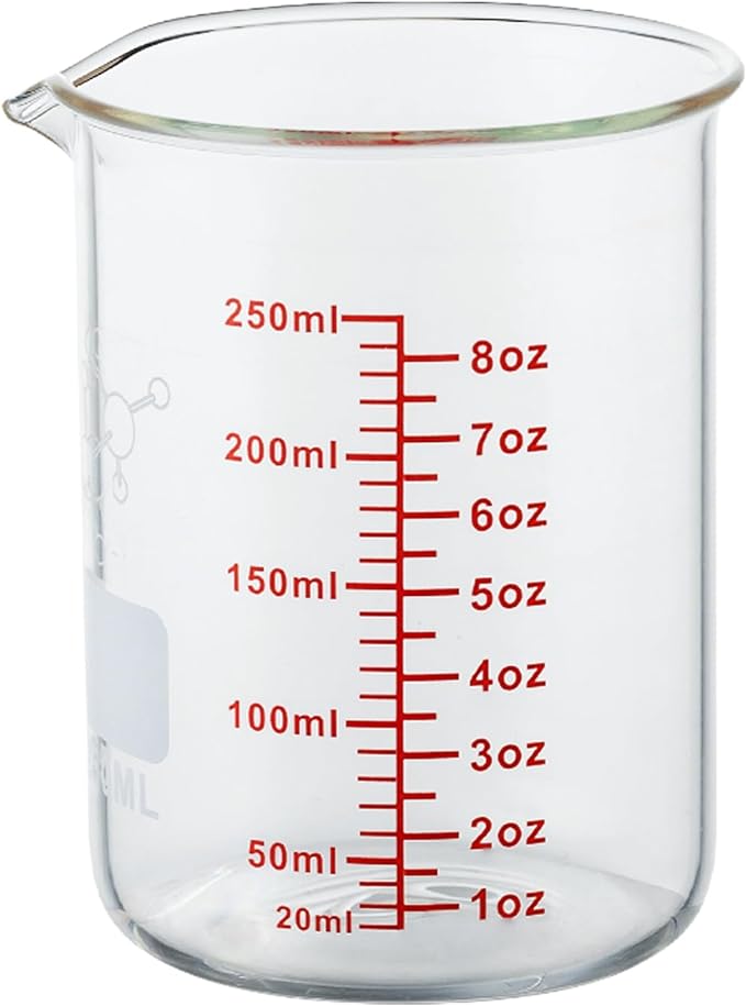High Borosilicate Glass Measuring Cup-V-Shaped Spout, 250ml Glass Measuring by AckersBORO33