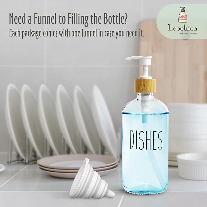 LOOCHICA Dish Clear Glass Soap Dispenser - Image 9
