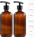 GMISUN Amber Glass Soap Dispenser, 2 Pack Bathroom Hand Soap Dispensers by GMISUN