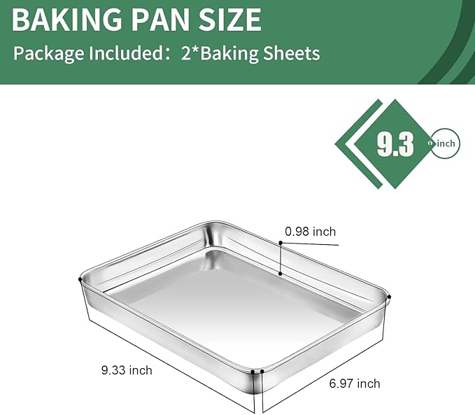 Baking Sheets Set of 2, HKJ Chef Cookie Sheets 2 Pieces Stainless Steel Baking - Image 2