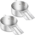 2PCS 1/4Cup Single Measuring Cup, Etched Inner Scale Stainless Steel Measure by BERYLER