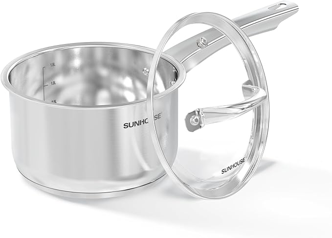 SUNHOUSE – 2 Quarts Stainless Steel Sauce Pan by SUNHOUSE