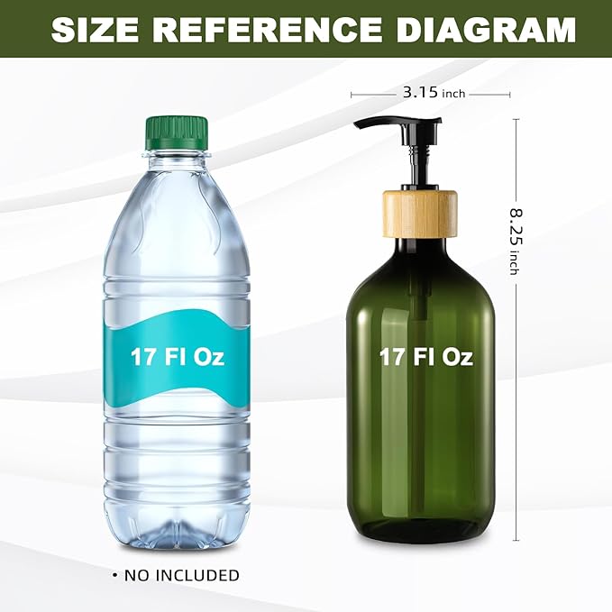 KASUNTING Green Soap Dispenser, Plastic Bathroom Soap and Lotion Dispenser Set - Image 2