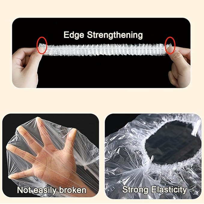 TIHOOD 300PCS Disposable Plastic Food Cover Wrap Elastic Food Lids Refrigerator - Image 5