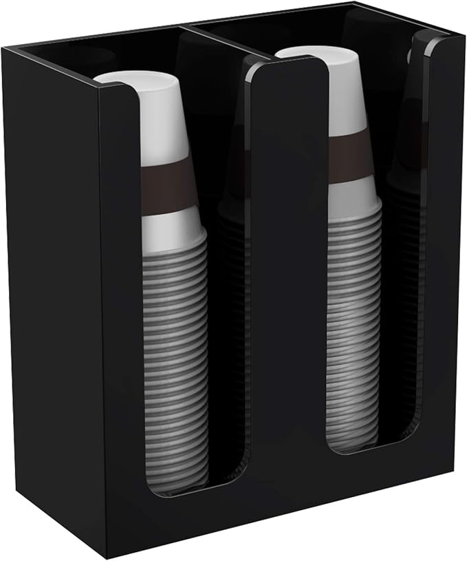 Richboom Acrylic Coffee Cup and Lid Storage Organizer Holder, 2 Compartments - Image 4