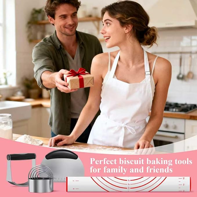 Biscuit Cutter, Silicone Pastry Dough Baking Mat Set, Baking Tools and - Image 7