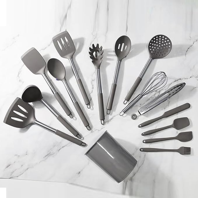 Silicone Cooking Utensils Set Utensil: 40 Pcs Black Stainless Steel Cookware Set - Image 5