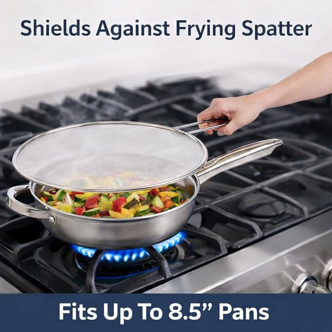 HIC Kitchen Splatter Screen, 18/8 Stainless Steel - Image 2