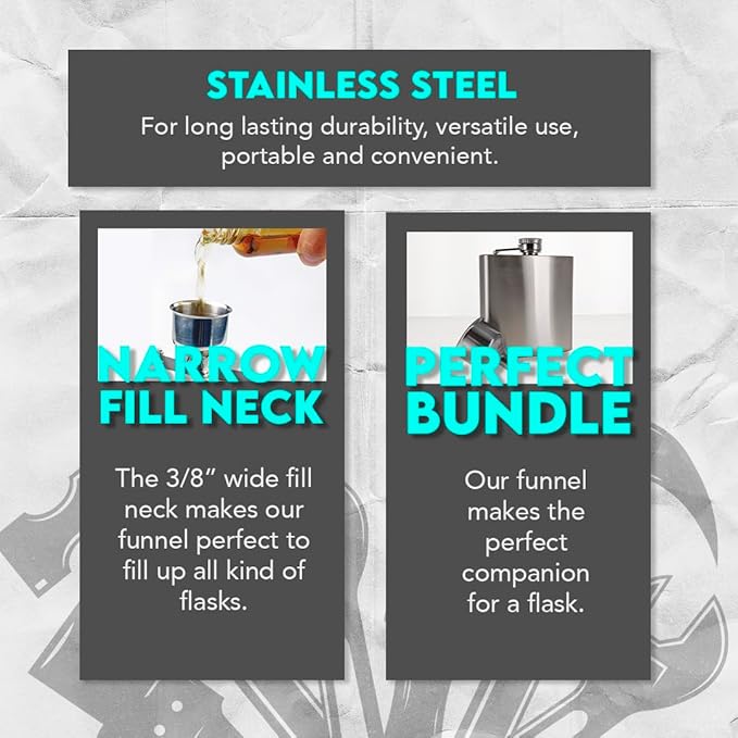 SE Stainless Steel Funnel for Flasks Bottles and Mini Bottles, Small Steel - Image 7