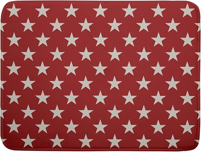 Patriotic July of 4th Red Star Dish Drying Mat by Aytipun